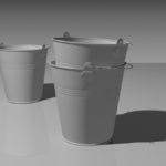 Water Buckets in 3D, a CG Blender Rendered Container
