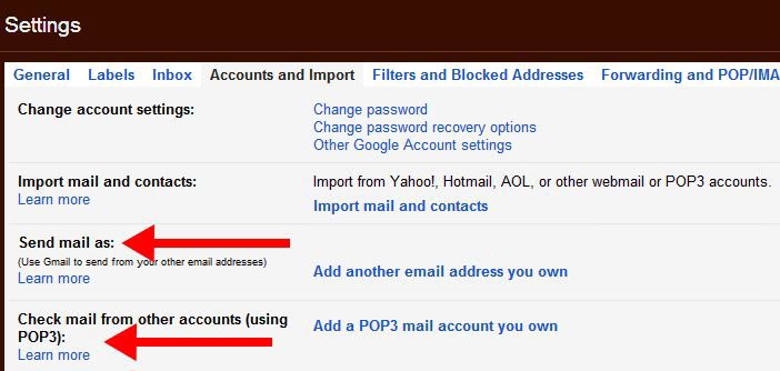 GMail Email Settings Access Option