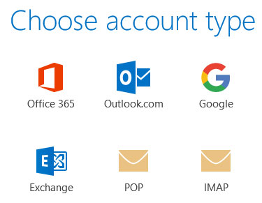 Outlook 2016 choose account
