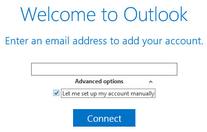 Outlook 2016 enter email