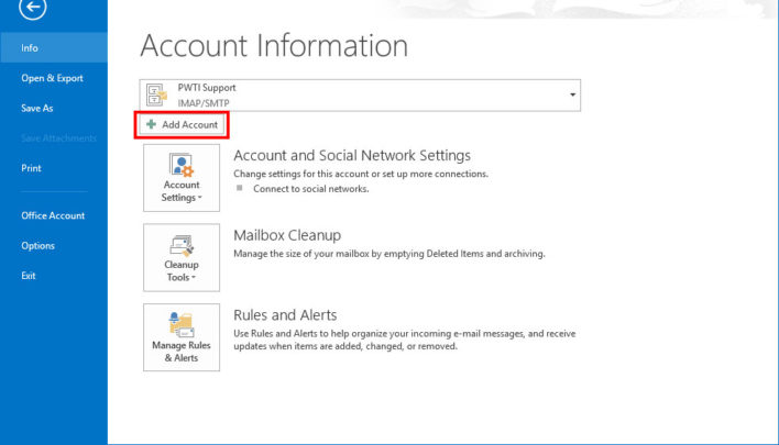 add outlook account