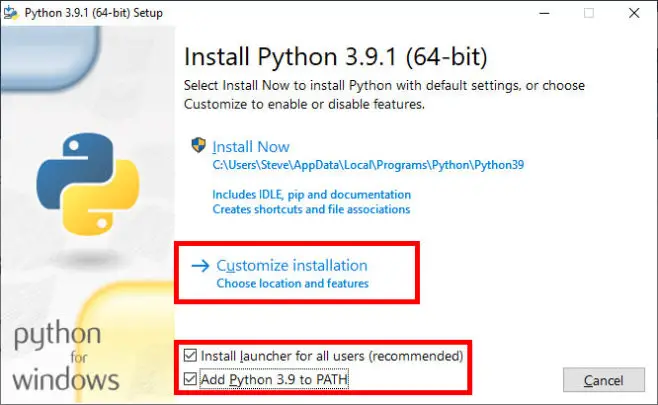 Python 3 Wizard Windows 10